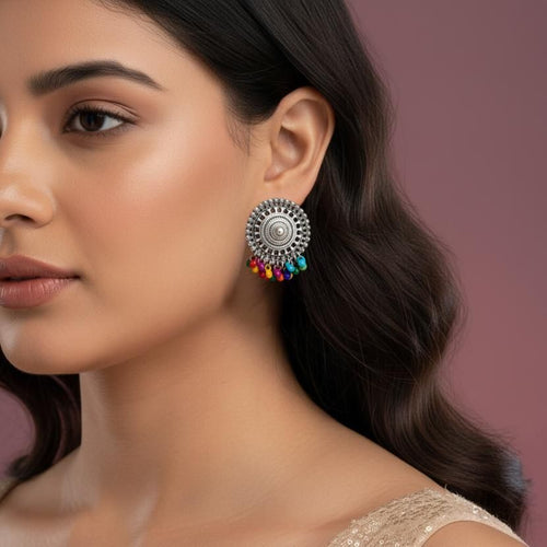 Multicolor Beads Oxidized Necklace Set